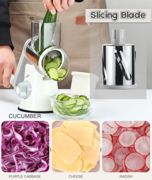 2735c4c964ad2928 Ourokhome Rotary Cheese Grater Shredder - 3 Drum Blades Manual Speed Round Food