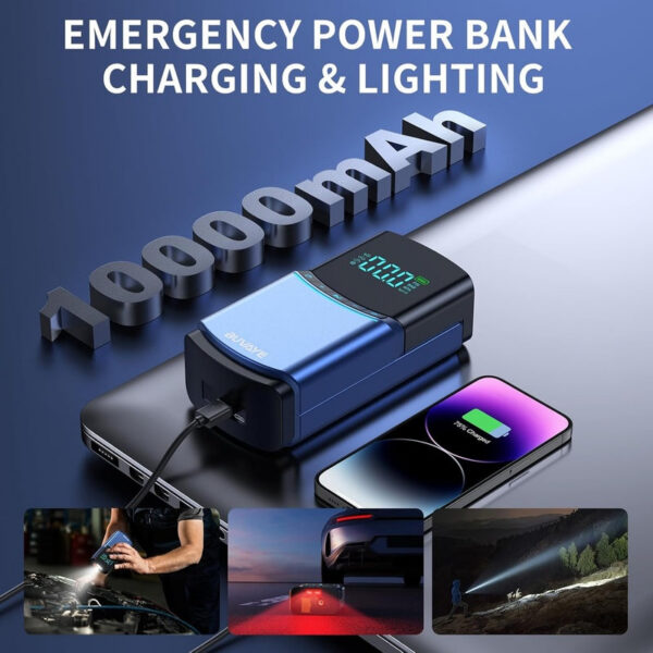 BUVAYE 4 in 1 Car Jump Air 150PSI Tyre Compressor Starter Device 10000mAh Power bank Digital Iatable Pump