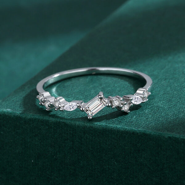 2024 NEW Trend Diamond Couple Rings For Women Real S Sier Rectangle Crystal Zircon Engagement Valentine Gift Jewelry