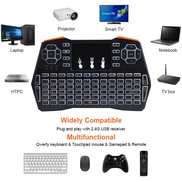 27a1b64897c802c5 i8 Plus No Backlit 2.4GHz Mini Wireless Keyboard With Touchpad English Russian Air Mouse Remote Control For Android TV Box PC
