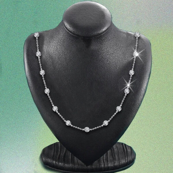 3/5mm Round Bubble Moissanite Diamond Necklace Bracelet with Certificate Sterling Sier Neck Chain Layered Choker for Women