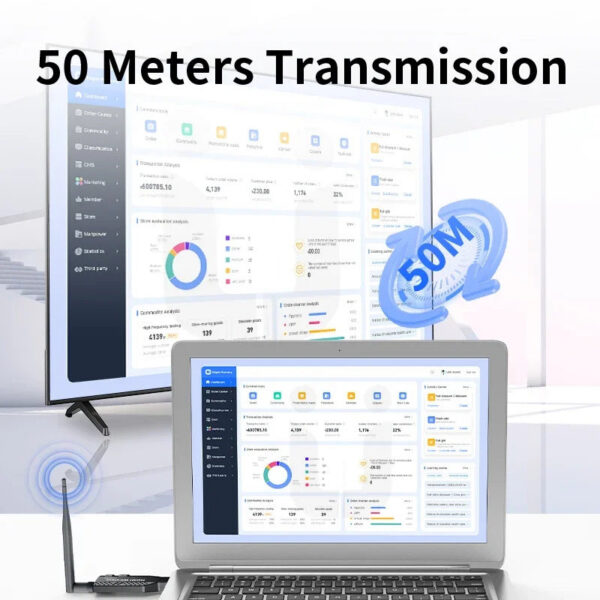 Unnk 50M HDMI Wireless Transmitter Receiver Video Extender Camera Laptop PC to TV Mirror Adapter 1080P 60Hz Display Dongle