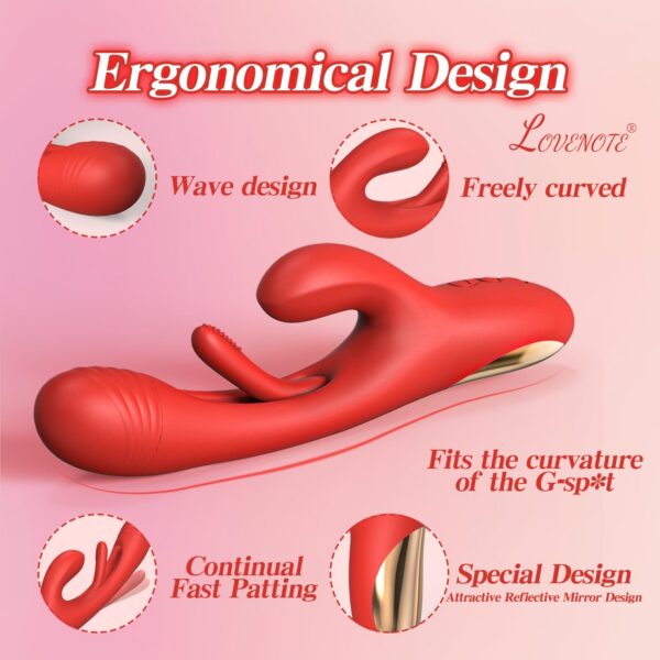 27decda49021b95f Dildo Rabbit Toys-LOVENOTE G Spot Vibrator Massager for Women Clitoral Nipple Stimulation, 3 in 1 with 14 Vibration & 7 Tongue Licking Flapping, Adult Sex Toys (Red)