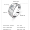 27ed86a35524bf14 Business high-end Mozambican stone one-carat diamond four-claw inlay shape of the men's ring domineering holiday gifts