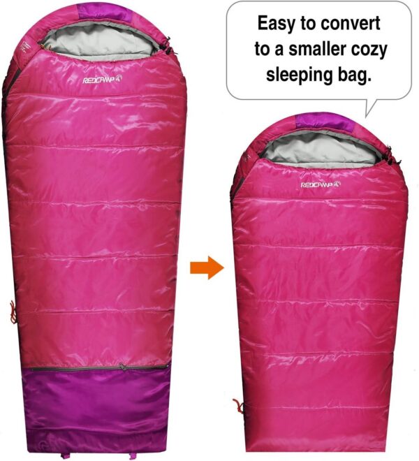 REDCAMP Kids Sleeping Bag, 3-4 Season Childrens Sleeping Bags for Warm or Cold Weather, Ideal for Camping, Hiking, Backpacking, Traveling, Outdoors