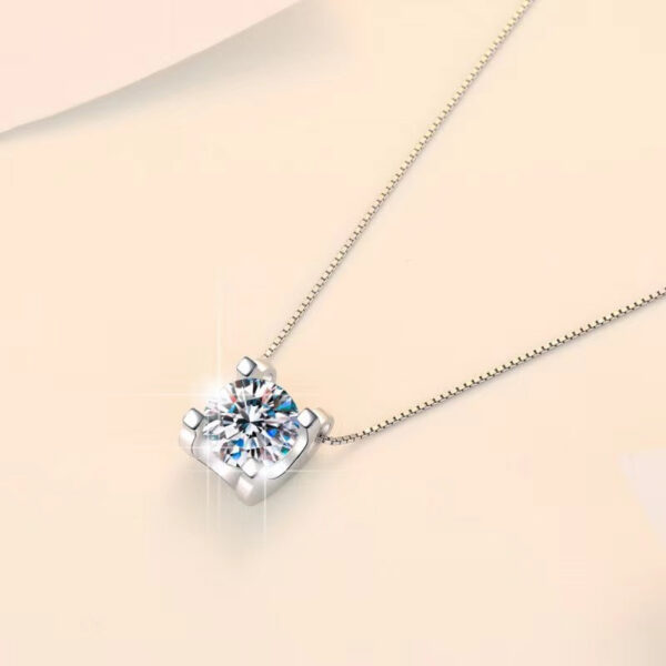 Trendy S Sterling Sier Real 0.5-2ct Moissanite Pendant Necklace for Women Diamond Chain Necklaces Fine Jewelry
