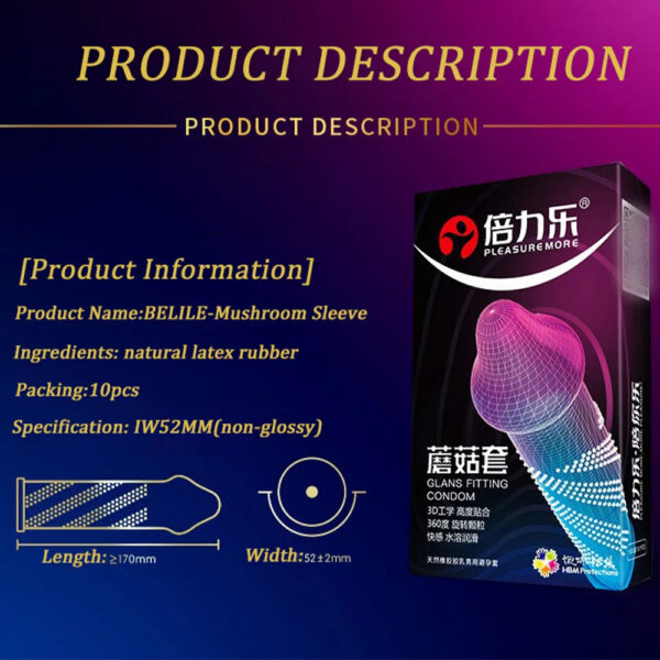 282370995b37db52 10pcs Erotic Penis Sleeve 3D Dotted Condoms Enlargement Large Particles Mushroom Condom High Sensitive Sex Toys for Men Condones