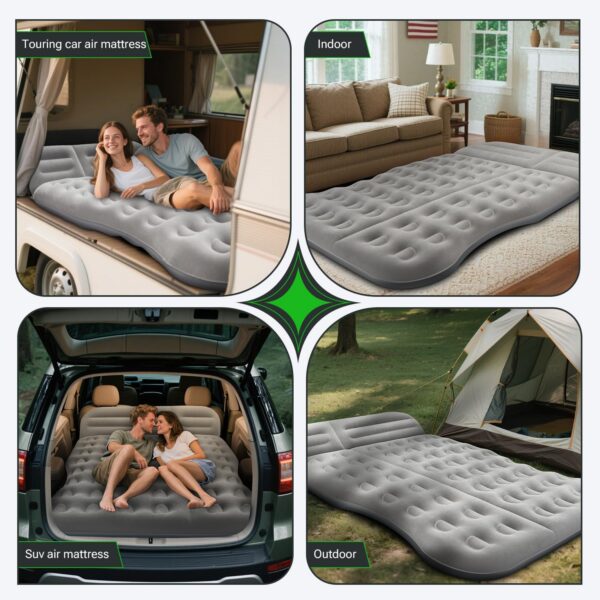 282503475f51cb6b SUV Air Mattress, Thickened Flocked Camping Bed for Car Trunk & Back Seat , Includes Electric Pump & 2 Foot Pedals , Portable Inflatable car Mattress (Gray)
