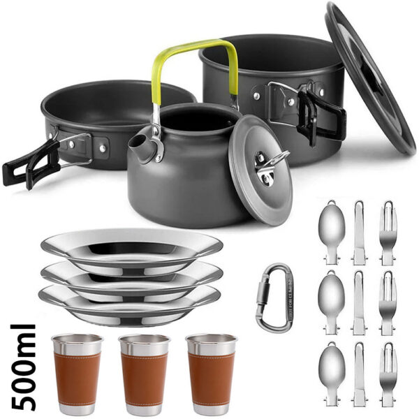 Cooking set Camping Cookware Travel Tableware Outdoor Picnic Set Teapot For 2-3 Peaple Non-stick pots assorted sets
