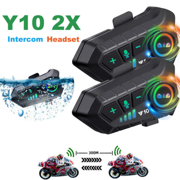 Wireless Bluetooth5.3 Motorcycle Helmet Intercom Headset Waterproof 300 m Intercomunicador Speaker Earphone