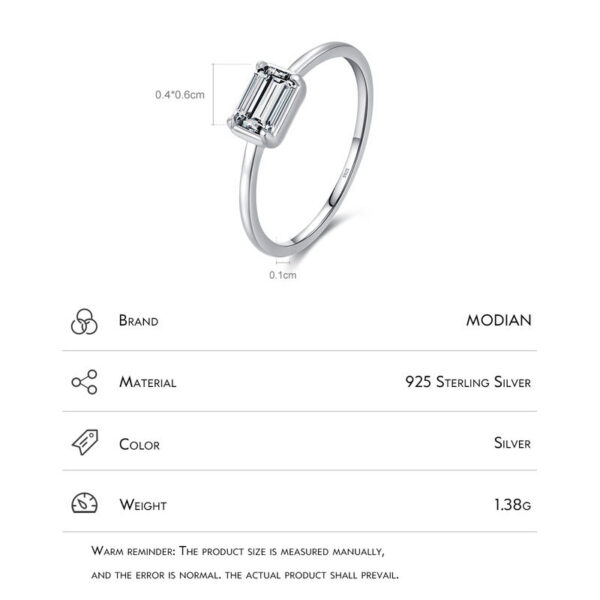 MODIAN Sterg Sier Emerald Cut Rectangle CZ Ring Exquisite Simple Anniversary Gifts For Women Fine Wedding Jewelry