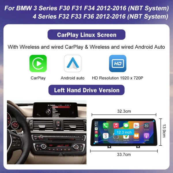 283ce1639332c493 1920*720 Multimedia Touch Screen For BMW 1/2/3/4 Series F20/F21/F22/F30/F31/F33/F34/F36 Android Auto NBT System Wireless Carplay