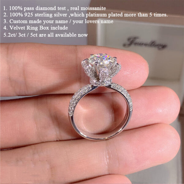 2840eb0ff89554e3 Custom Name Certified 5 Carat Diamond Engagement Ring Women 14K White Gold Sterling Sier Bridal Moissanite Rings Wedding Band