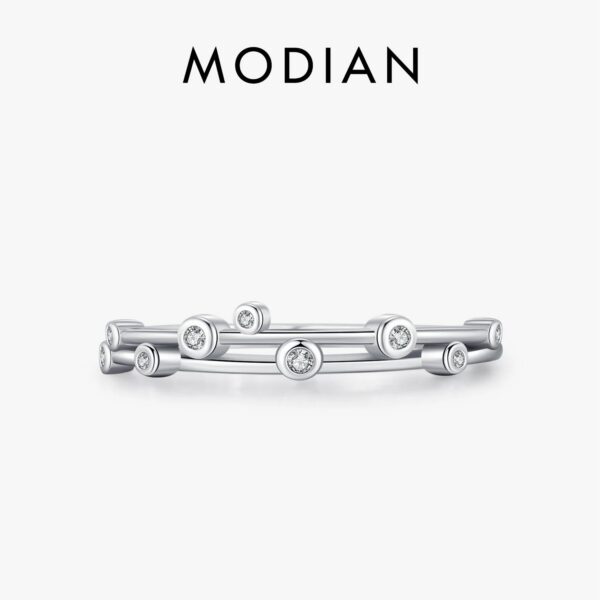 28584691cd2445f4 MODIAN 925 Sterling Silver Original Design Rings Simple Double Layer Line Round Clear CZ Finger Rings For Women Fine Jewelry
