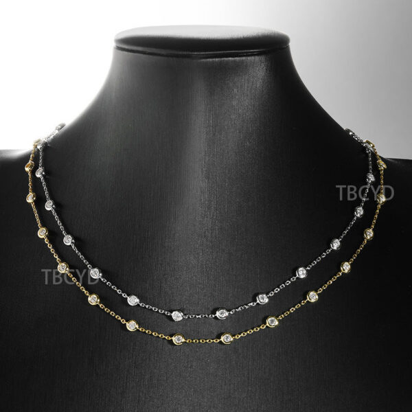TBCYD 3/4/5mm D Color Moissanite Choker Necklace For Women S Sier Round Cut Diamond Bubble Neck Chain Party Jewelry Gifts