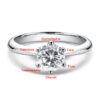 LESF Moissanite Diamond Sier Engagement Ring Classic Round Women's Wedding Gift Size 0.5/1.0 Carat