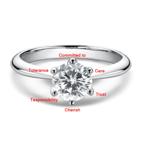 LESF Moissanite Diamond Sier Engagement Ring Classic Round Women's Wedding Gift Size 0.5/1.0 Carat