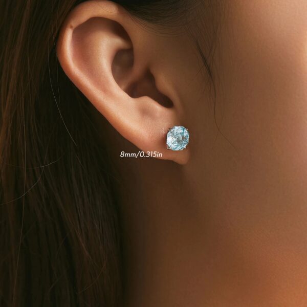 MODIAN Sparkling 925 Sterling Silver Delicate Rose Cut Simulated Aquamarine Trendy Stud Earrings For Women Wedding Jewelry