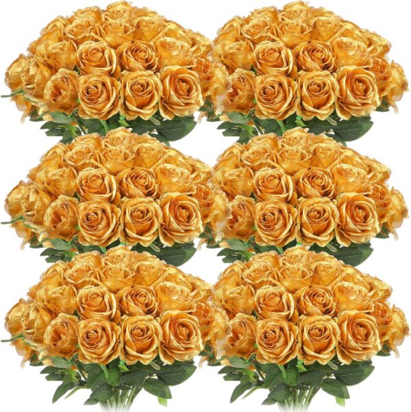 2870aca29ffb4579 50 Pcs Artificial Rose Flower Realistic Silk Roses with Stem Bouquet of Flowers Plastic Flowers Real Looking Fake Roses for Home Wedding Centerpieces Party Decorations (Blue)