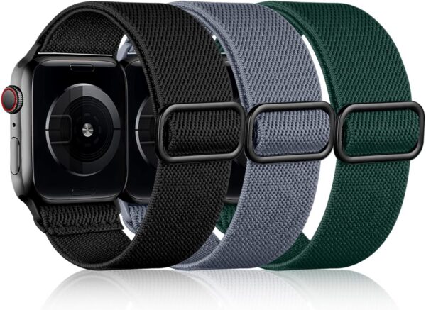 2874e41491bf6b9d DaQin 3 Pack Elastic Bands Compatible with Apple Watch Band 45mm 44mm 49mm 42mm 41mm 40mm 38mm Women Men, Soft Nylon Solo Loop Straps for Apple Watch SE iWatch Series 9/8/7/6/5/4/3/2/1/Ultra/Ultra 2