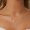 Bamoer U 0.5CT Moissanite Necklace Heart Diamond Pendant Adjustable Choker for Women Sterling Sier Wedding Lover Gift