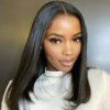 Brazilian Front Human Hair Short Bob Wig Pre Plucked Natural Color 4x4 Part Lace Wigs For Women