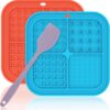 Lick Mat for Small Dogs and Cats 2 Pack, Dog Peanut Butter Lick Pads with Suction Cups for Slow Feeder, Anxiety Relief (Blue & Red)