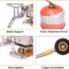 Portable Camping Gas Stove with Piezo Ignition 3500W Outdoor Camping Stove Backpacking Burner Windproof Fishing Stove for BBQ Hiking Picnic Camping Cooking Stoves with Carrying Case Adapters Converter