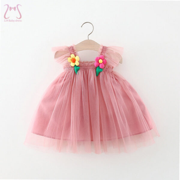 Summer Delicate Flower Evening Dress Children Clothes Soft Skin-friendly Voile Baby Girl Fairy Dresses Wedding 0 To 3 Y Toddlers