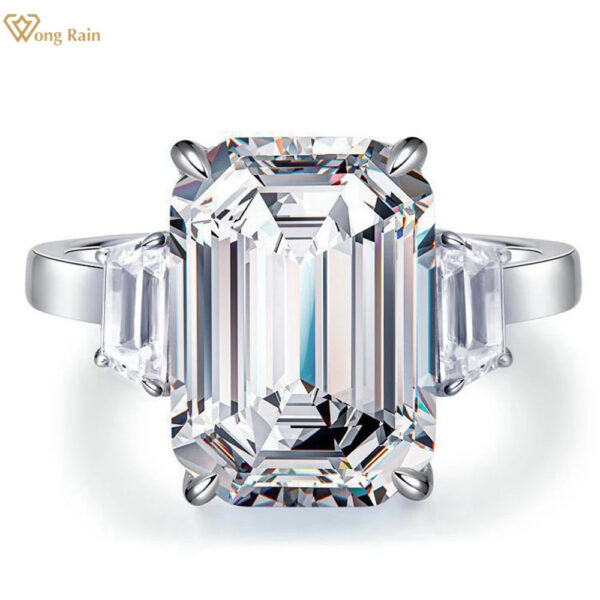 28a2e0d15b6111e0 Wong Rain Luxury 925 Sterling Silver Emerald Cut 10CT Aquamarine Lab Sapphire Gemstone Wedding Engagement Jewelry Ring Wholesale