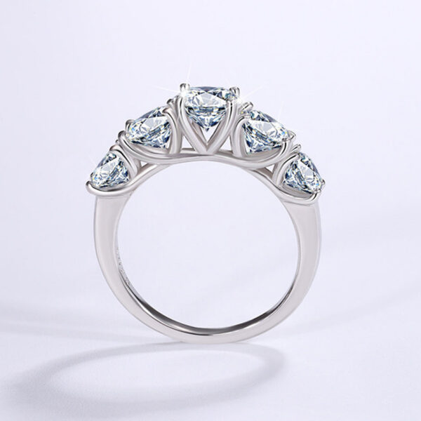 5 Stones 3.6CT All Moissanite Rings for Women Plated Sterling Sier Wedding Band Sparkling Diamonds Fine Jewelry GRA