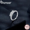 BAMOER 1.1CTTW Round Moissanite for Women, White Gold Plated D Color VVS1 Lab Diamond Sterling Sier Engagement Ring