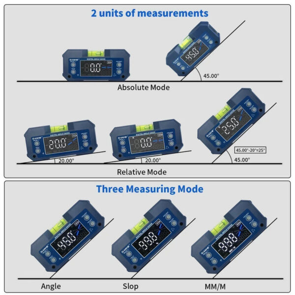 28accc421d65daee SHAHE Digital Incometer Dual-axis Protractor Rechargable Bevel Box Electronic Level Angle Finder Gauge