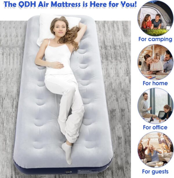 28b7bcad8e8ec5cd Camping Air Mattress Inflatable Air Bed Flocked Surface Travel Bed Sleeping Pad Air Bed for Outdoor Camping Tent Guest Travelling