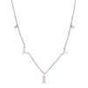 CANNER Sterling Sier Romantic Pink White CZ Pendant Necklace For Women Jewelry Fancy Diamond Chain Choker Necklaces Bijoux
