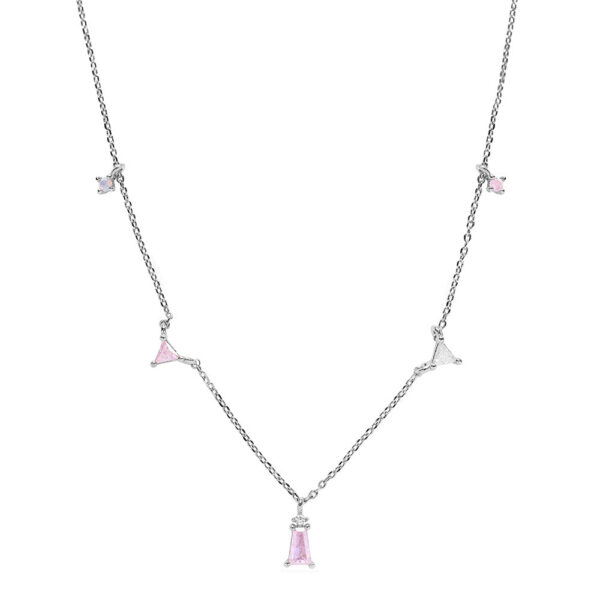 CANNER Sterling Sier Romantic Pink White CZ Pendant Necklace For Women Jewelry Fancy Diamond Chain Choker Necklaces Bijoux