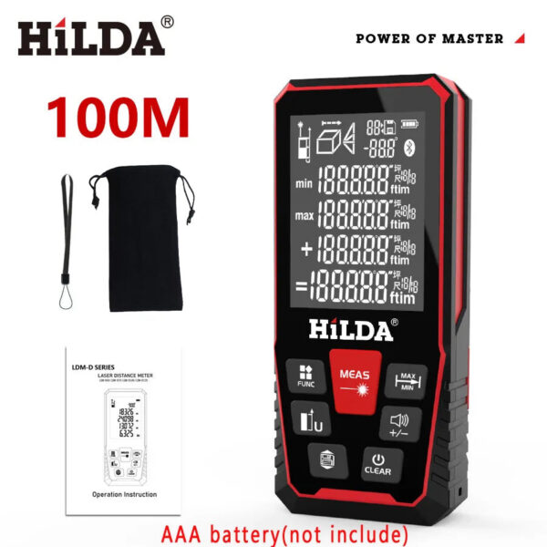 28c43809569b6a5d HILDA Distance 50M/100M/120M Rangefinder Profesional Meter Laser Range Finder Ruler Test Tool