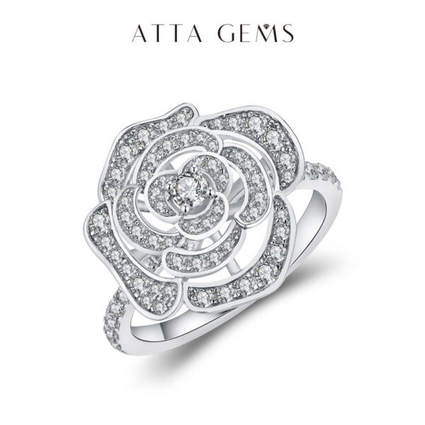 28ca0157e6c4d53d Attagems 1.5CT Moissanite for Women D VVS Round Diamond Double Halo Ring Engagement Christmas Sterling Sier Wedding