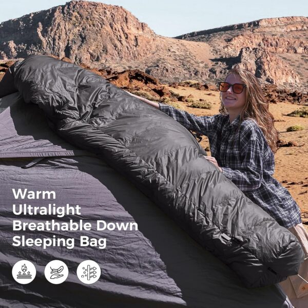 28ce95f07481ccc1 ATEPA Down Sleeping Bag for Adults, 650FP Recycled Mummy Cold Weather Ultralight 3 Season Waterproof Compact Packable Sleeping Bag with Stuff Sack & 15D Nylon Shell for Backpacking Camping Hiking