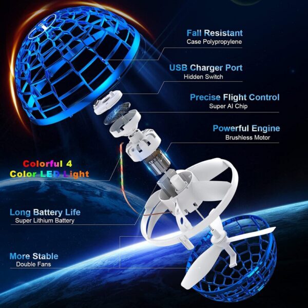 Induction Rotating Hover Fly With LED Light Boomerang Ball Interactive Game Indoor and Outdoor Fingertip Toy Family Gift