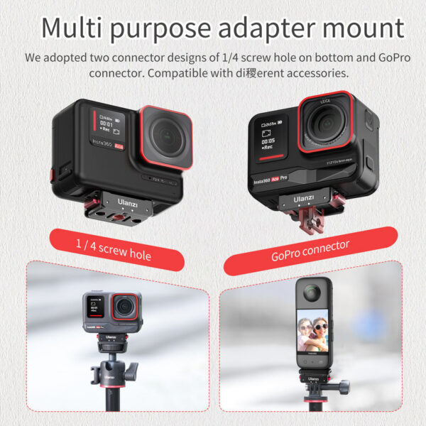 28d791b25c378483 Ulanzi IN01 Magnetic Quick Release Mount Kit for Insta360 X4/X3/ONE X2/X/ GoPro Hero 13 with 1/4" Screw Action Camera Interface