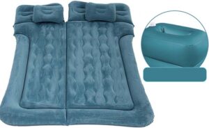 Car Air Mattress for Volkswagen Lavida Polo Viloran Lamando T-Cross 2006-2024, Thickened Car Bed Mattress, Travel Sleeping Pad, Back Seat Bed Cushion with Air Pump 2 Pillows,Dark Green