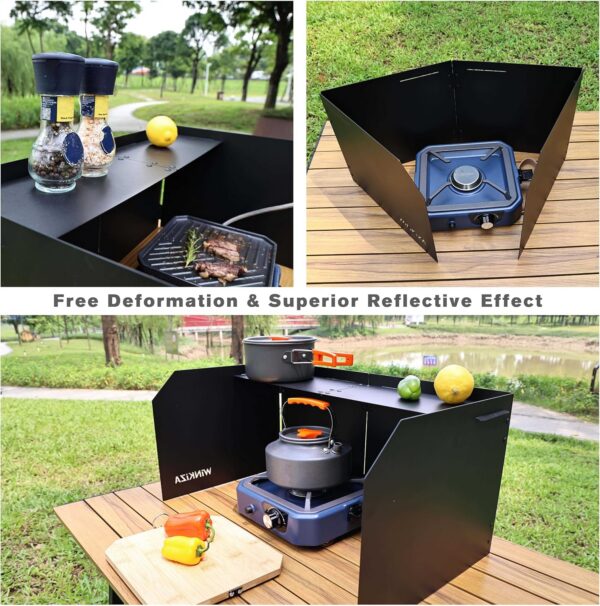Camping Stove Windscreen Outdoor Foldable Gas Stove Windshield, Camping Wind Blocker with a Storage Bag for Butane Stoves, Propane Stoves, Camping, Hiking, Picnic, Cooking (Stove Not Included)
