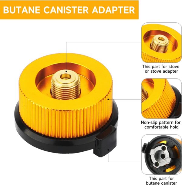SAN LIKE 2pcs Camping Stove Adapter Butane Canister Adapter EN417 Lindal Valve Canister Shifter Propane Adapter Isobutane Fuel Canister with Exhaust Air Pressure Button