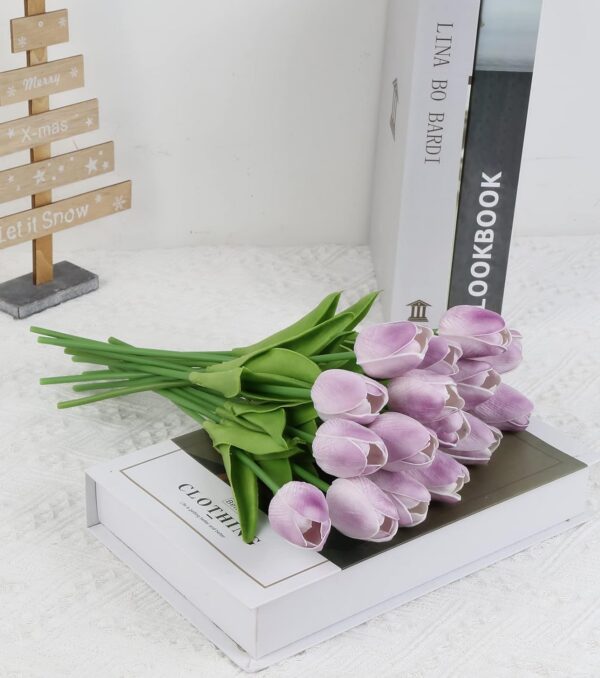 2900582f38e109f1 IPOPU Real Touch Purple Tulips 24PCS Artificial Flowers for Decoraion Fake Tulips Light Purple Flowers Floral Arrangements Artificial Faux Tulips Decor for Table Home Kitchen Decor (Light Purple)