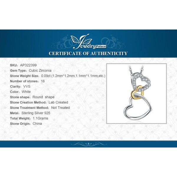 291364a4c924e32e JewelryPalace Heart Love Knot Sterling Sier Gold Cubic Zirconia Simulated Diamond Pendant Necklace for Women No Chain