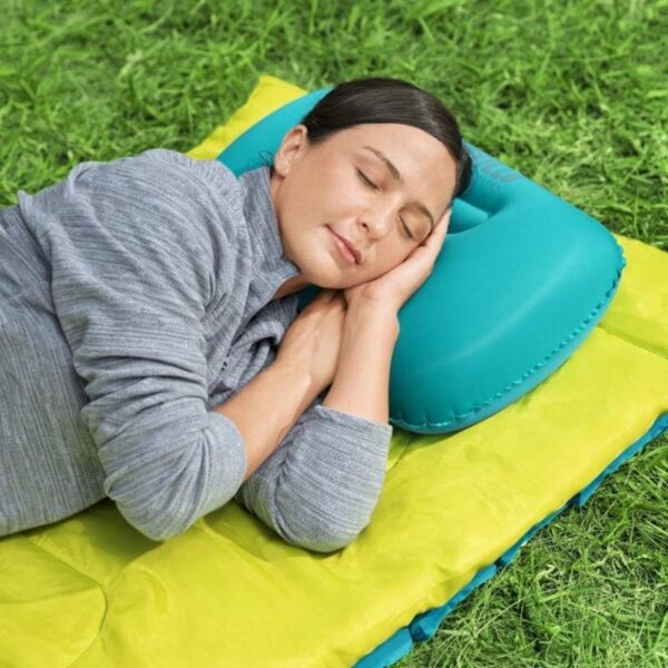 Camping Travel Pillow-Compressible,Ultralight Inflatable,Compact, Comfortable, Ergonomic Inflating Pillows for Neck & Lumbar Support While Camp, Hiking, Backpacking (Blue+Orange 2pcs)