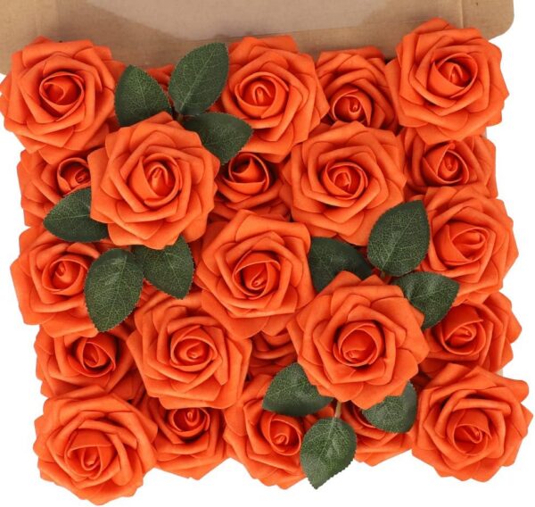 N&T NIETING Artificial Flowers, 25Pcs Fake Flowers Roses Perfect for DIY Wedding Bouquets Centerpieces Bridal Shower Party Home Flower Arrangement Decorations, Rainbow Color