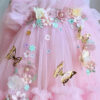 2024 New Children‘s Princess Evening Gown Sleeveless Pearls Appliques Design Wedding Birthday Baptism Party Girls Dresses A3649