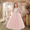 Princess Birthday Lace Kids Elegant Dresses For Girls Vintage Children Girl Party Wedding Dress 4 10 12 Years